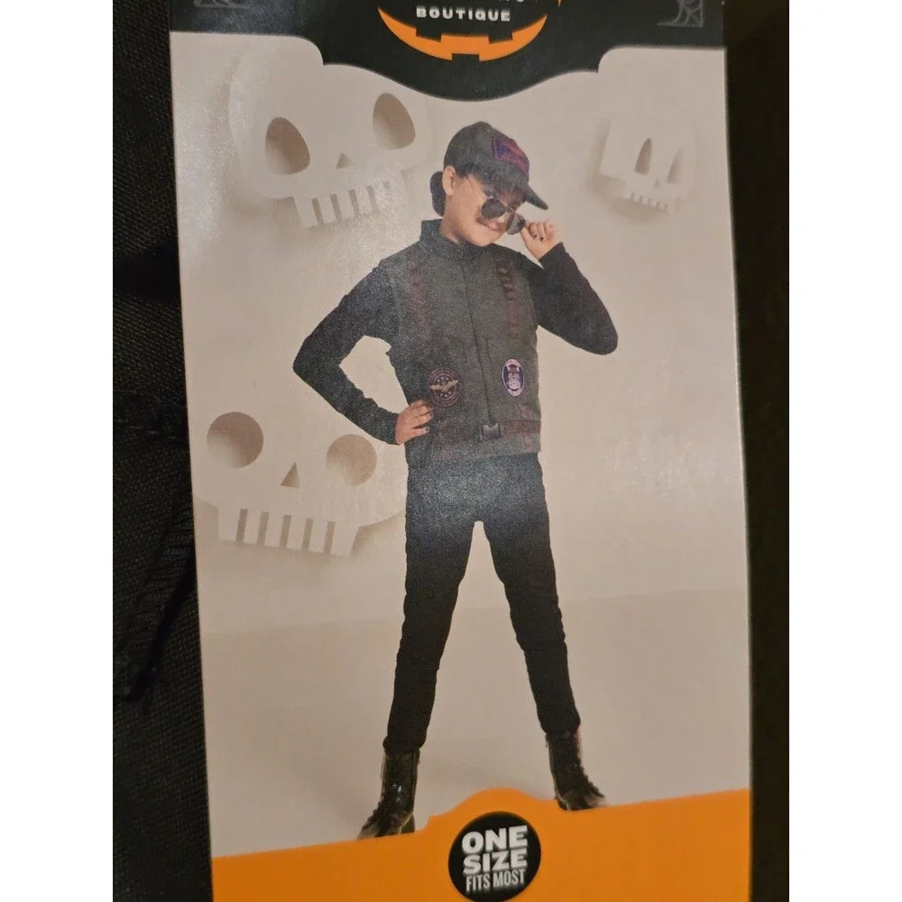 Hyde Eek Kids Fighter Pilot Costume Vest Hat Glasses One Size Age 8 10 12 14 NWT